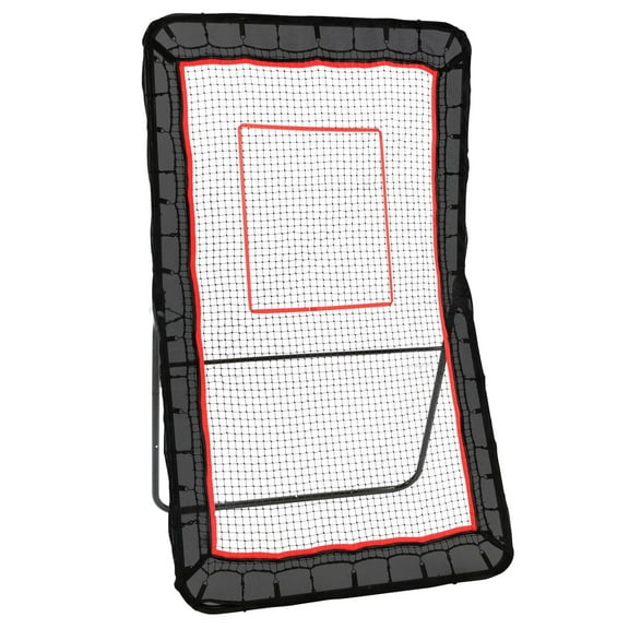 Lacrosse Rebounder for Backyard, 4x7 Ft Volleyball Bounce Back Net, Adjustable Angle Shooting Pitchback Throwback Baseball Softball Return Training Screen,  Practice Training Wall with Target