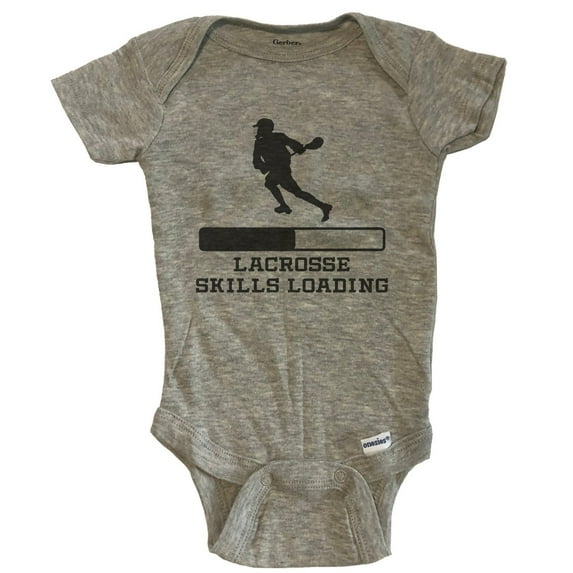 Lacrosse Skills Loading Funny Sports Humor Baby Bodysuit - Grey