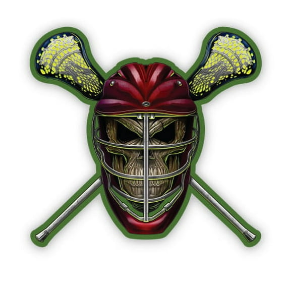 Lacrosse Skull - 12" Vinyl Sticker Waterproof Decal