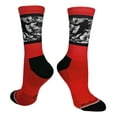 thumbnail image 1 of Lacrosse Socks with Player on Camo Background Crew Socks (Red/Black, Small), 1 of 2