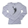 thumbnail image 1 of Lacrosse Stencil Player Running With Ball Graphic Women's Long Sleeve Grey T-Shirt, 1 of 2