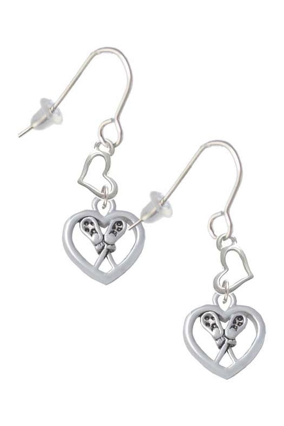 Lacrosse Sticks on Open Heart Heart French Earrings