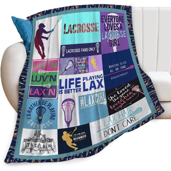 Lacrosse Throw Blanket for Women Girls, Lacrosse Sport Fleece Blankets Lightweight Fuzzy Cozy Plush Flannel Fleece Decor for Bed Sofa 60"x80"