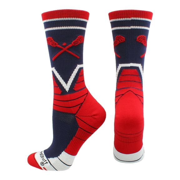 Lacrosse Victory Crew Socks (Navy/Red/White, Large)