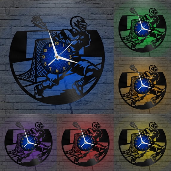 Lacrosse Vinyl Wall Clock, Vinyl Record Clock Wall Art Silent & Non-ticking(12 inchs B-LED)