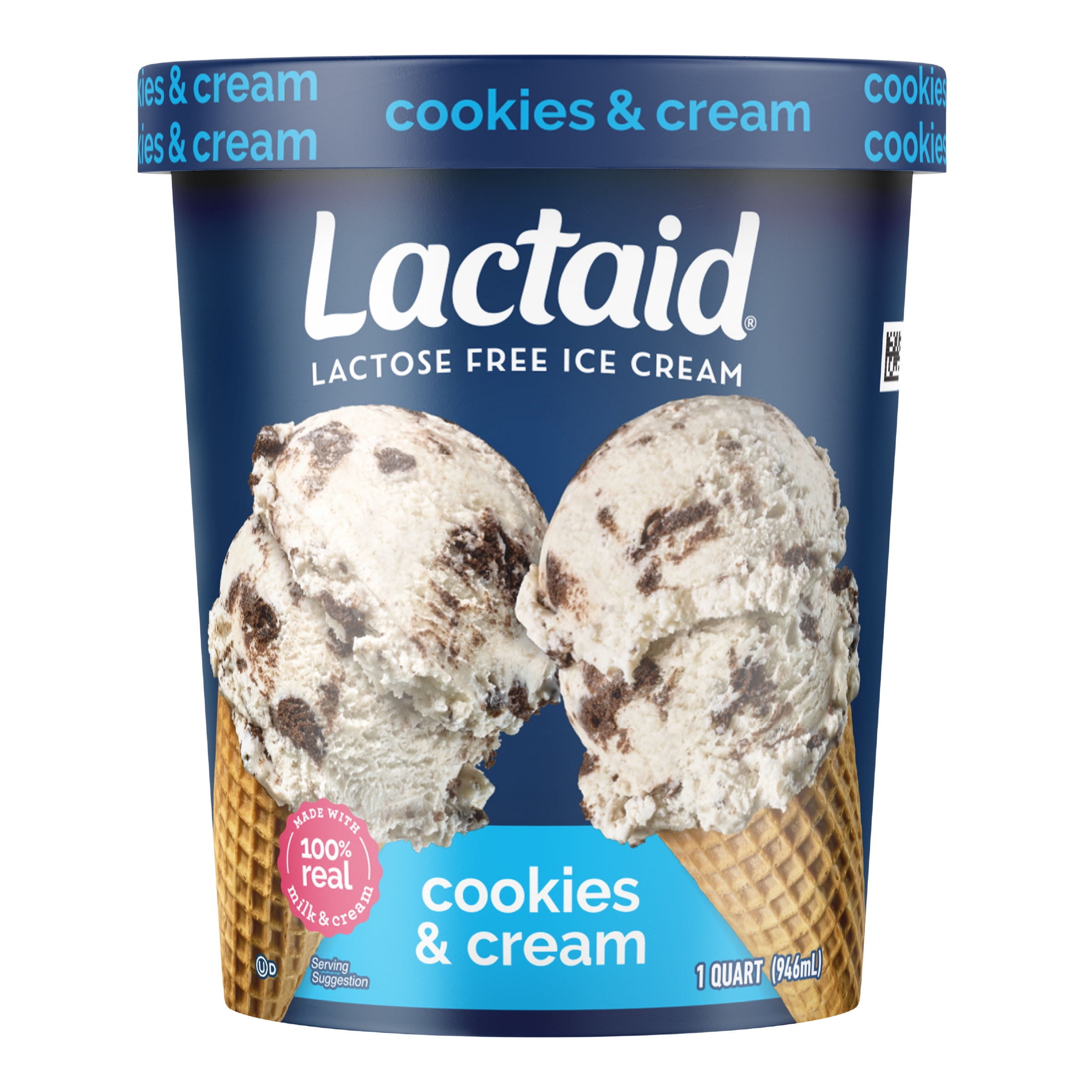 Lactaid Cookies & Cream Ice Cream, 1 Quart