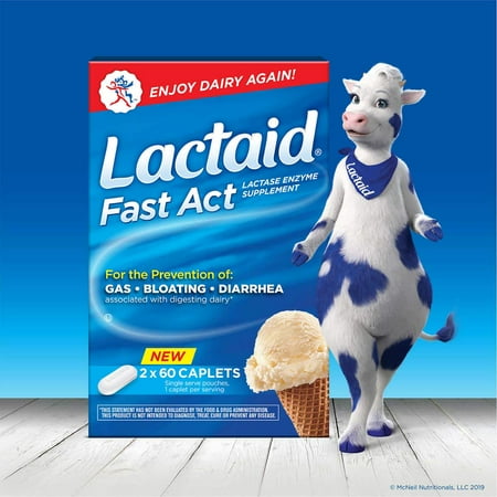Lactaid Fast Act, 120 Caplets- Natural Lactase Enzyme Supplement