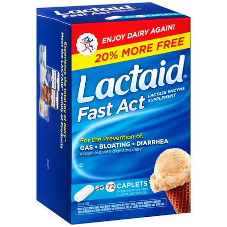 Lactaid Fast Act Lactase Enzyme Supplements, 72 Count