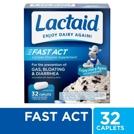 Lactaid Fast Act Lactose Intolerance Caplets, 32 Travel Packs of 1-ct.