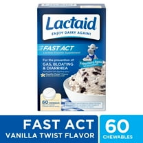Lactaid Fast Act Lactose Relief Chewables, Vanilla, 60 Packs of 1 Count