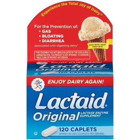 Lactaid Original Strength Lactose Intolerance Relief Caplets, 120 ct