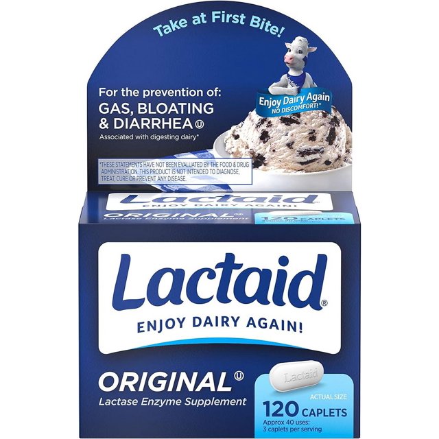 Lactaid Original Strength Lactose Intolerance Relief Caplets with Natural Lactase Enzyme