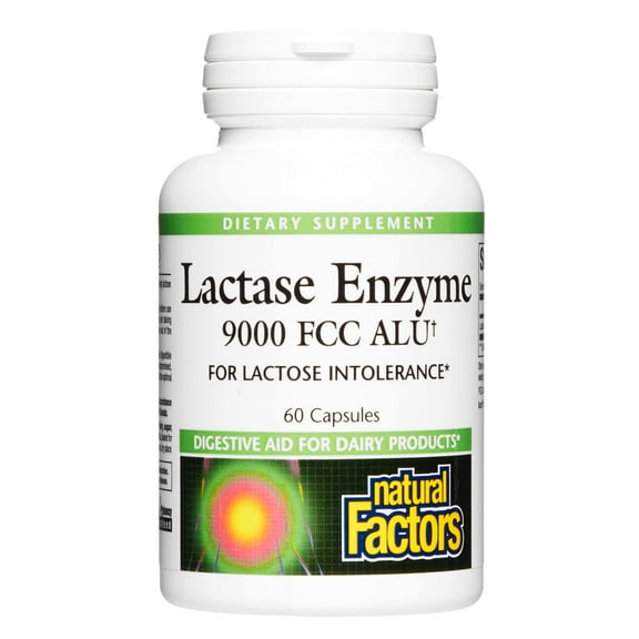 Natural Factors, Lactase Enzyme, Digestive Aid For Lactose and Dairy Intolerance, 60 Capsules