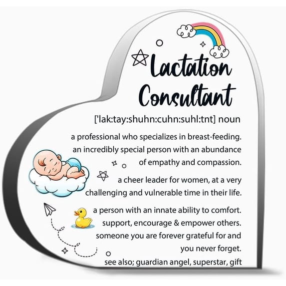 Lactation Consultant Definition Decor Acrylic Heart Gifts Sign Office Art Decorations 6"X6"Inch