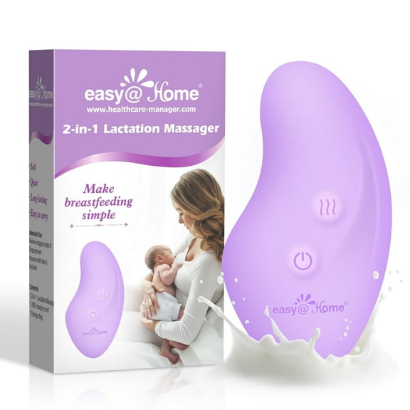 Easy@Home Handheld Oval Breastfeeding Vibration Massager w/ Storage Bag, White