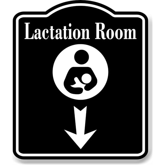 Lactation Room Down Arrow BLACK Aluminum Composite Sign, 8.5"x10"