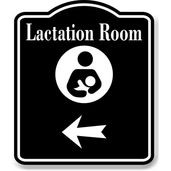 Lactation Room Left Arrow BLACK Aluminum Composite Sign, 20"x24"