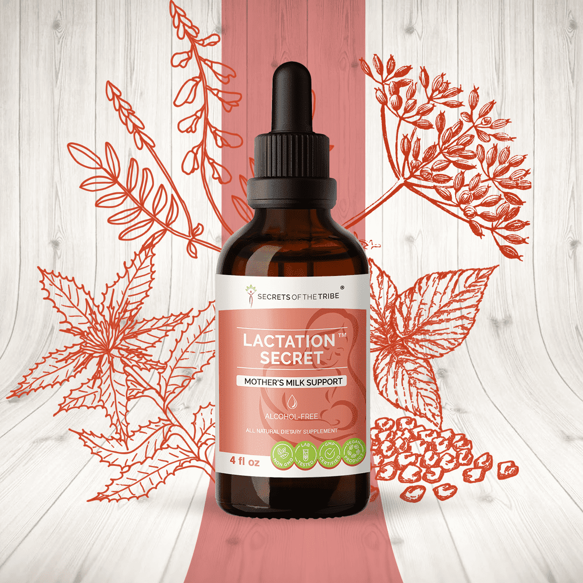 Secrets Of The Tribe Lactation Secret Blend Tincture Dietary Supplement, Natural Extract, Made from Fenugreek, Blessed Thistle, Goat's Rue, Red Raspberry, Fennel Seed. Mother's Milk 4 oz