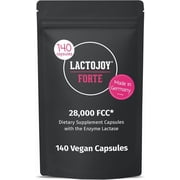 LactoJoy Forte 28,000 FCC - Lactase Capsules with Sustained Enzyme Activity for Up to 6 Hours - 140 Vegan Capsules Refill Pack - Fast-Acting Long-Lasting Lactase - No Additives - Made in Germany