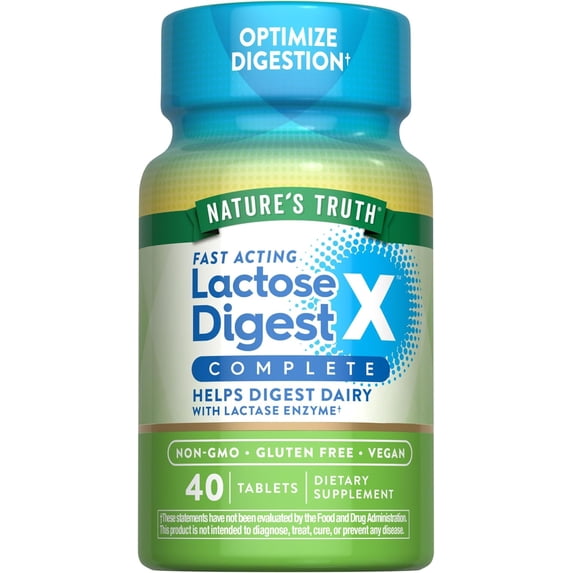 Lactose Digest Tablets | 40 Pills | Helps Digest Dairy with Lactase Enzyme | For Men and Women | by Nature's Truth