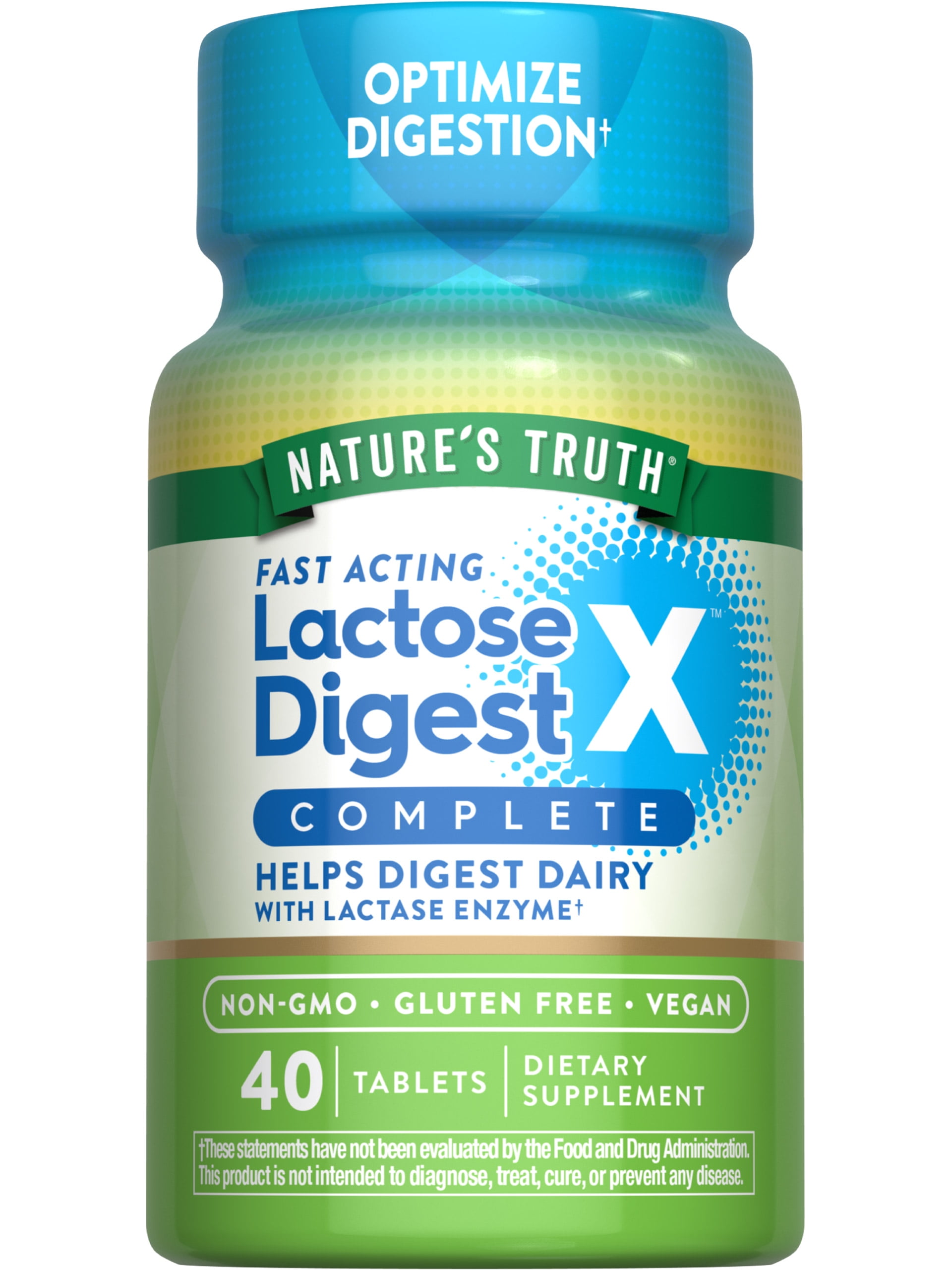 Lactose Digest Tablets | 40 Pills |  Helps Digest Dairy With Lactase Enzyme | For Men and Women | by Nature's Truth