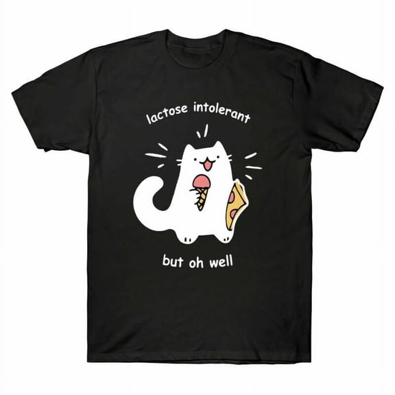 Lactose Intolerant But Oh Well Funny Cat Lover Men's T Shirt Short Sleeve Tee