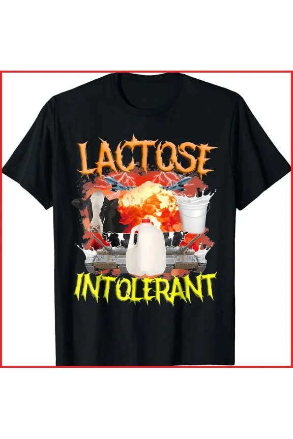 Lactose Intolerant Cow Tanks Jets Explosion Funny Dairy Cattle Meme Unisex T-Shirt, S-5XL