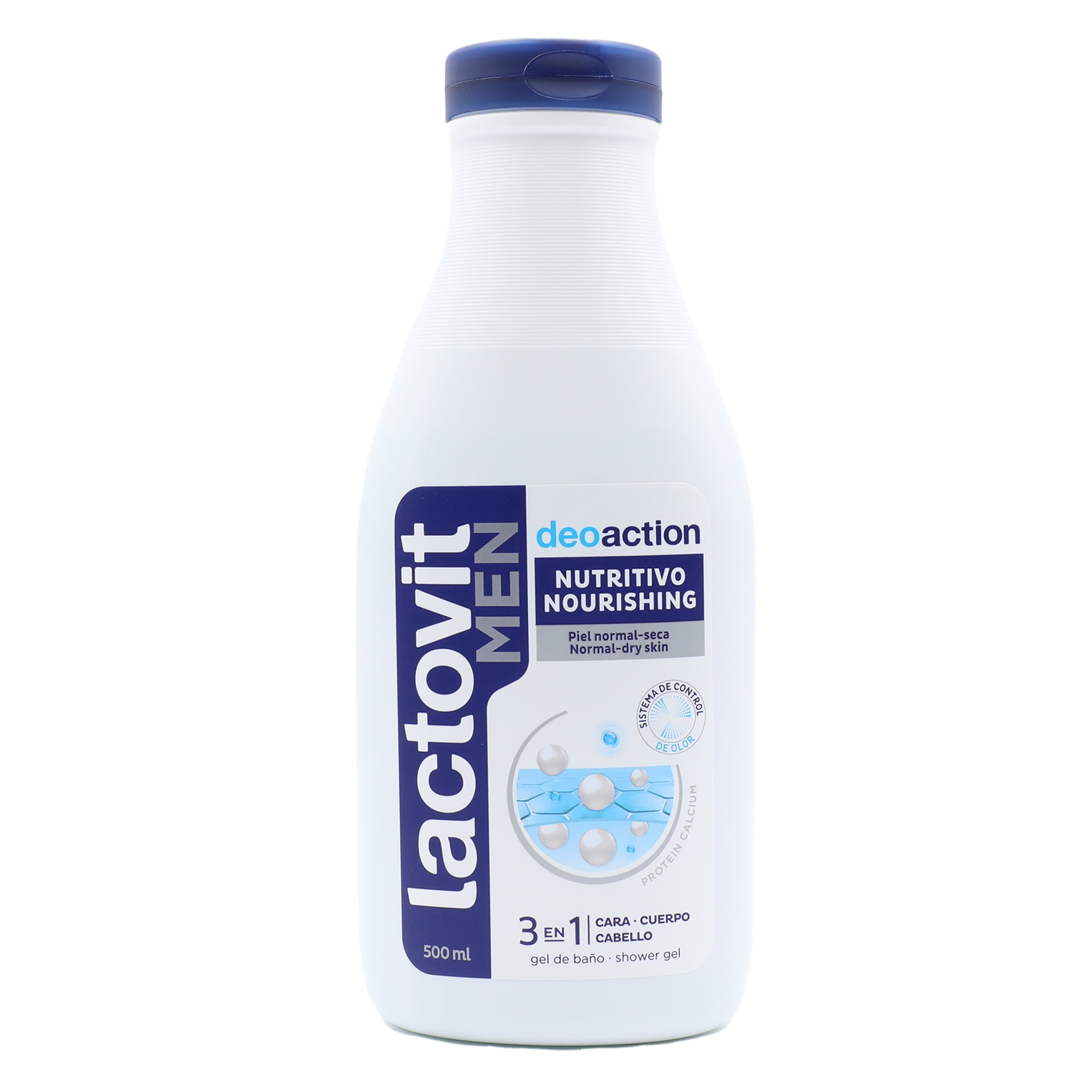 Lactovit Men 3 in 1 Shower Gel Deoaction for Normal to Dry Skin 500ml Bottle, Unscented