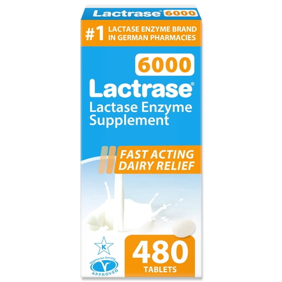 Lactrase Refill Pack  #1 Lactase Brand in German Pharmacies  Strong 6,000 FCC Lactase Units  480 Fast-Acting Pills for Lactose Intolerance  Enjoy Dairy Again