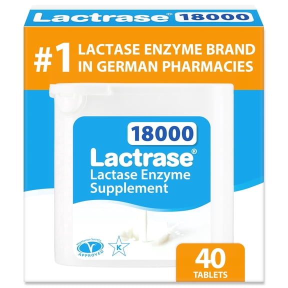Lactrase Tablet Dispenser – #1 Lactase Brand in German Pharmacies – Extra Strength 18,000 FCC Lactase Units – 40 Fast-Acting Pills for Lactose Intolerance – Enjoy Dairy Again