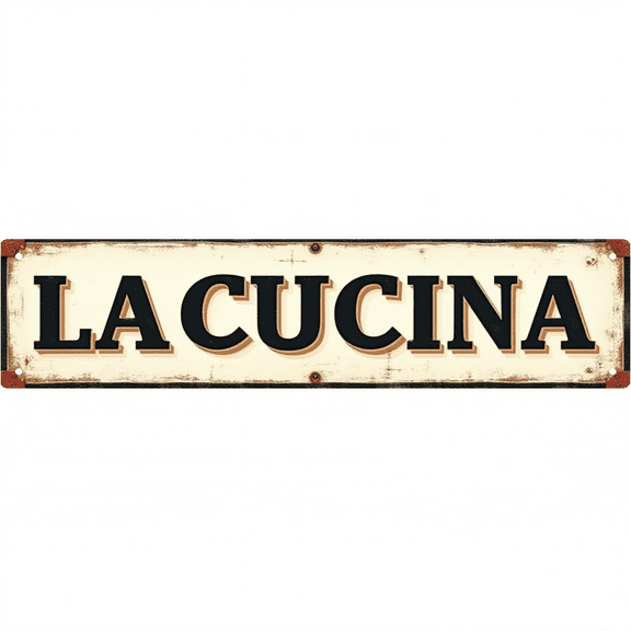 Lacucina Italian Kitchen Tin Signs 16*4 Inches "La Cucina" Kitchen, Dining Room, Patio Decor Retro Kitchen Decor, Kitchen Signs, Vintage Decor For Home
