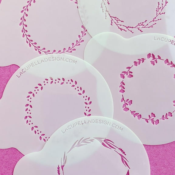 Lacupella 10 pieces Wreath Cookie Stencil Set for Baking Decorating Craft Monogram Wedding and Birthday Party