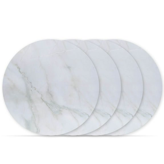 Lacupella Cake Boards 10 inch Pack of 4 White Marble, Food Grade Circles For Cake Presentation