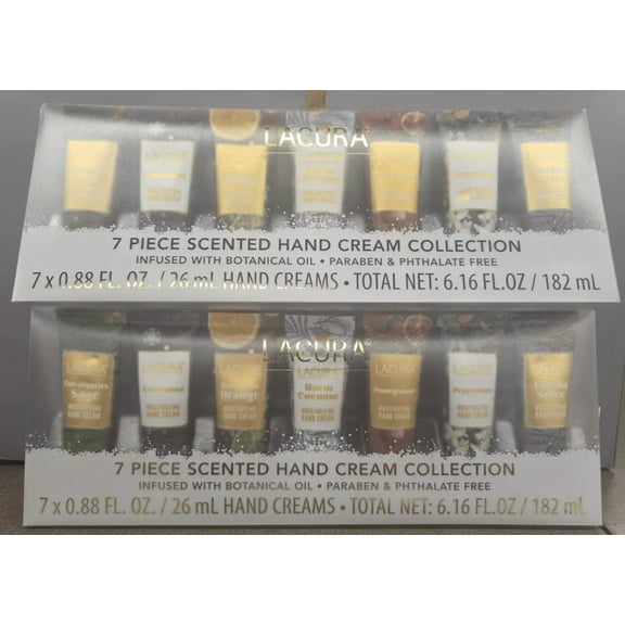 Lacura 7 Pieces Scented Hand Cream Collection Infused with Botanical Oil, Paraben & Phthalate Free 6.16fl oz 182ml (2 Packs)