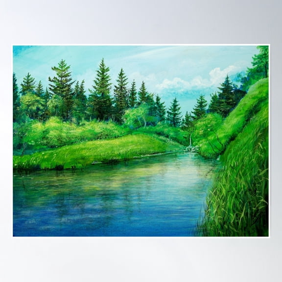 Lacus Montis - A Lake In The Mountains Poster Wall Art, Modern Wall Decor, 8x12 UNFRAMED