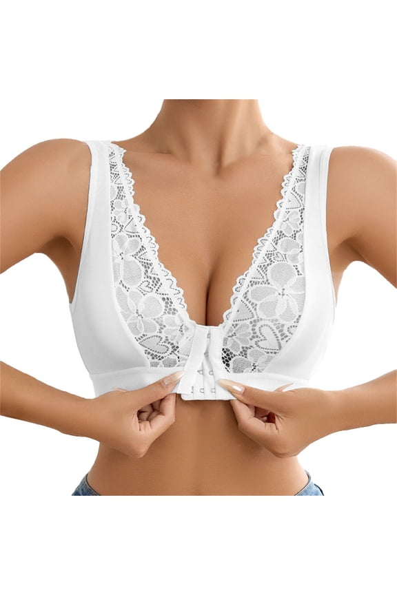 Lacy Bras for Women Wireless Bras for Women Crossover Bra Full Support Bras for Women Pushup Bra No Underwire Casual Back Hook Bra Supportive Bra Back Support Bra Comfort Back Bra