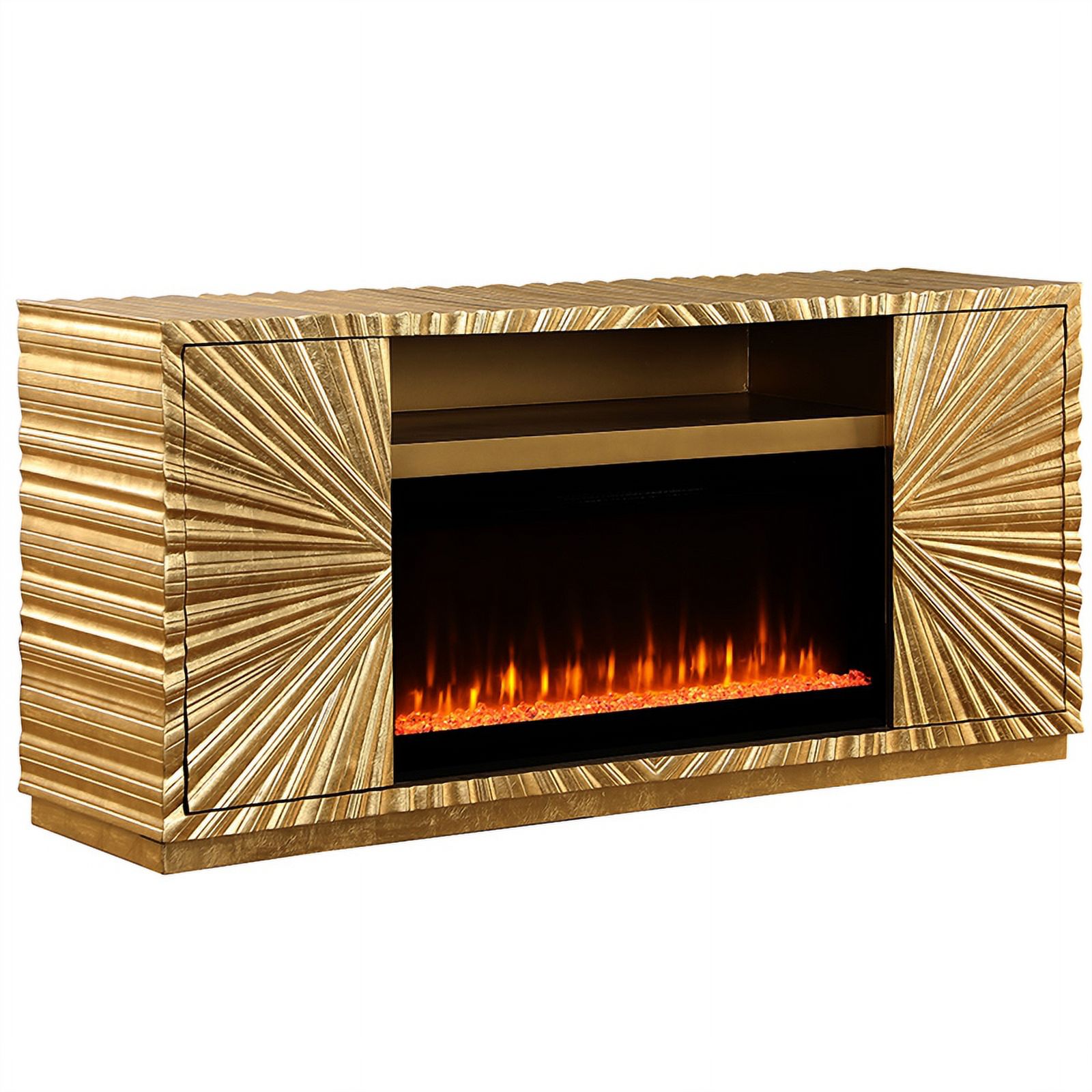 Lacy Freestanding Infrared Electric Fireplace TV Stand in Metallic Gold - Walmart.com