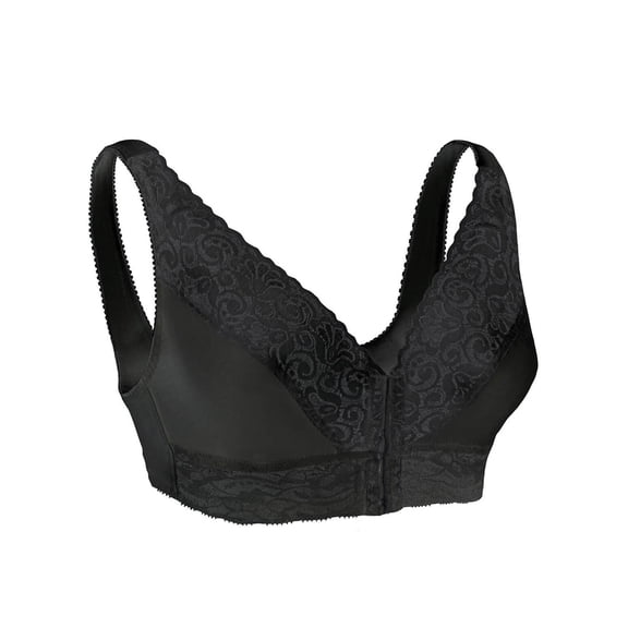 Lacy Front Hook Bra, Black, Large