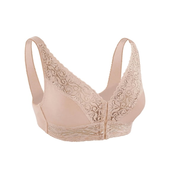 Lacy Front Hook Bra, Nude, Medium