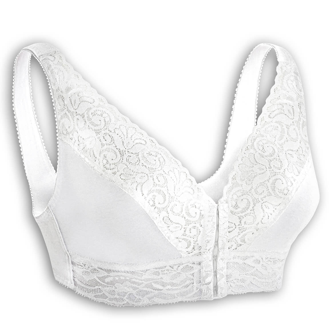 Lacy Front Hook Bra, White, 2XL 