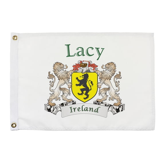 Lacy Irish Coat of Arms Small White Flag - 16"x10.5" inches