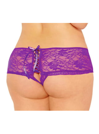 Lacy Line Sexy Open Crotch Lace Panties With Lace Up Detail (Xlarge,Pink) 