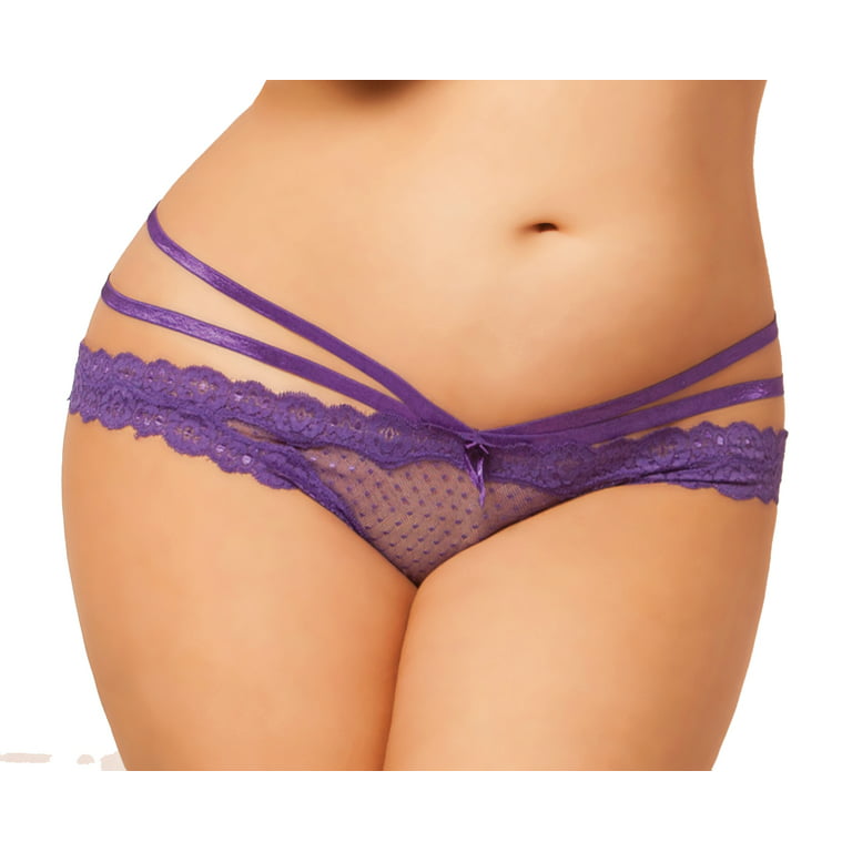 Plus Size Open Back Panty With Bow, Plus Size Open Crotch Panty