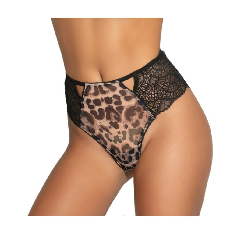 Lacy Line Sexy Leopard And Lace High Waist Cheeky Panties 