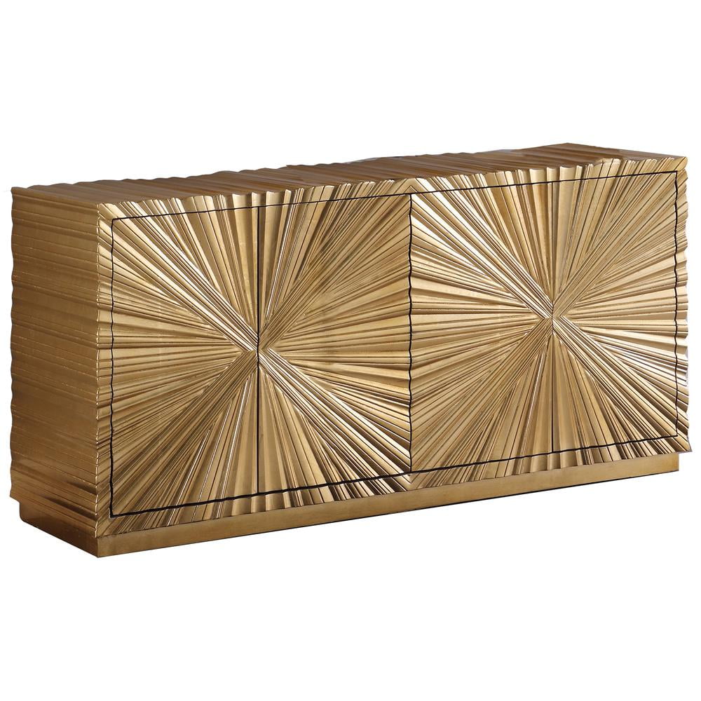 Lacy Metallic Gold Sheen Sideboard with Two Doors