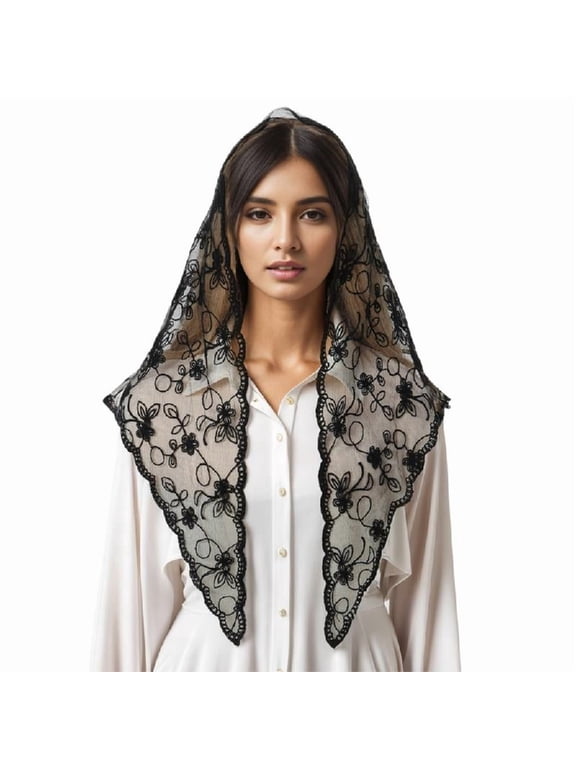 Lacy Veil Spanish Head Covering for Catholic Chapel Bridal Wedding Dress Veil