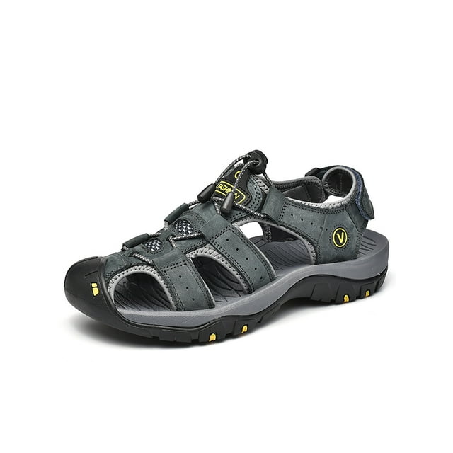 Lacyhop Fisherman Beach Sandals for Men Comfortable Closed Toe Flat Sandal for Athletic Walking