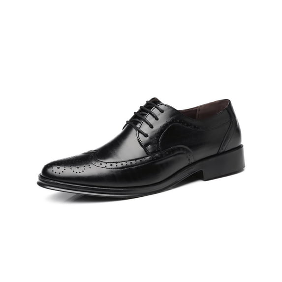 Lacyhop Men Oxfords Wingtips Brogues Formal Dress Shoes Office Glossy Leather Shoe Comfort Business Black 6