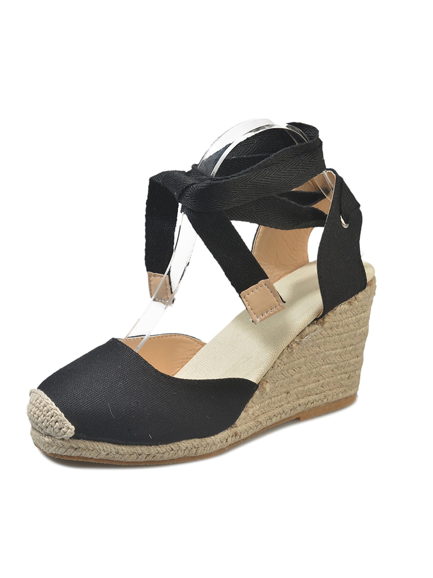 Open Toe Espadrille Wedges Closed Toe Lace Up Women's Closed Toe