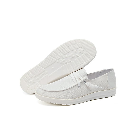Lacyhop Women Slip On Flat Canvas Loafers Casual Trainers Sneakers Comfy Shoes Beige 6.5